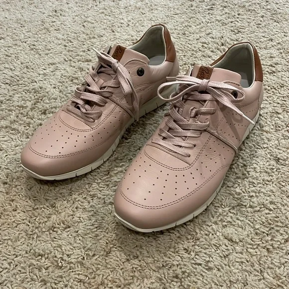 Barbour Blush Pink Leather Sneakers UK6 USA8 NEW IN THE BOX - Picture 2 of 8